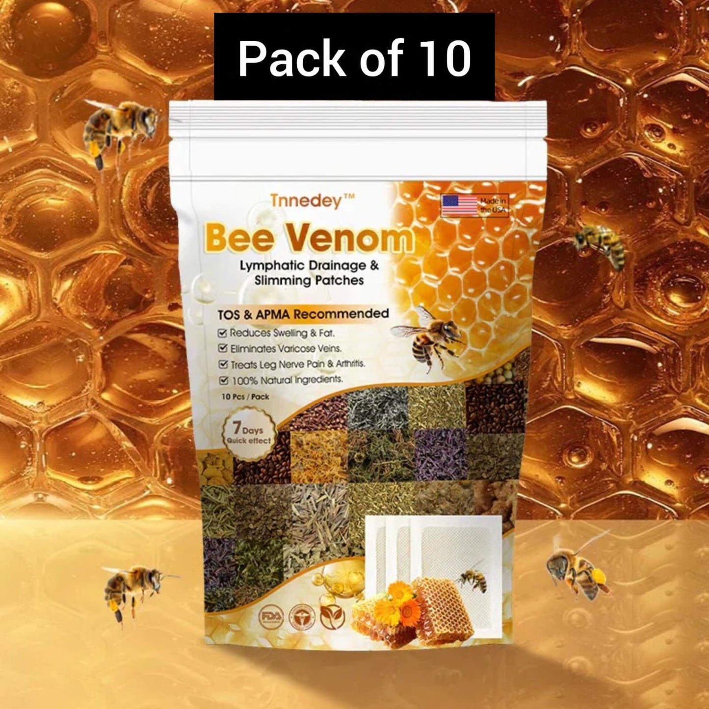 Bee Venom Lymphatic Drainage & Slimming Foot Patches(Pack of 10)